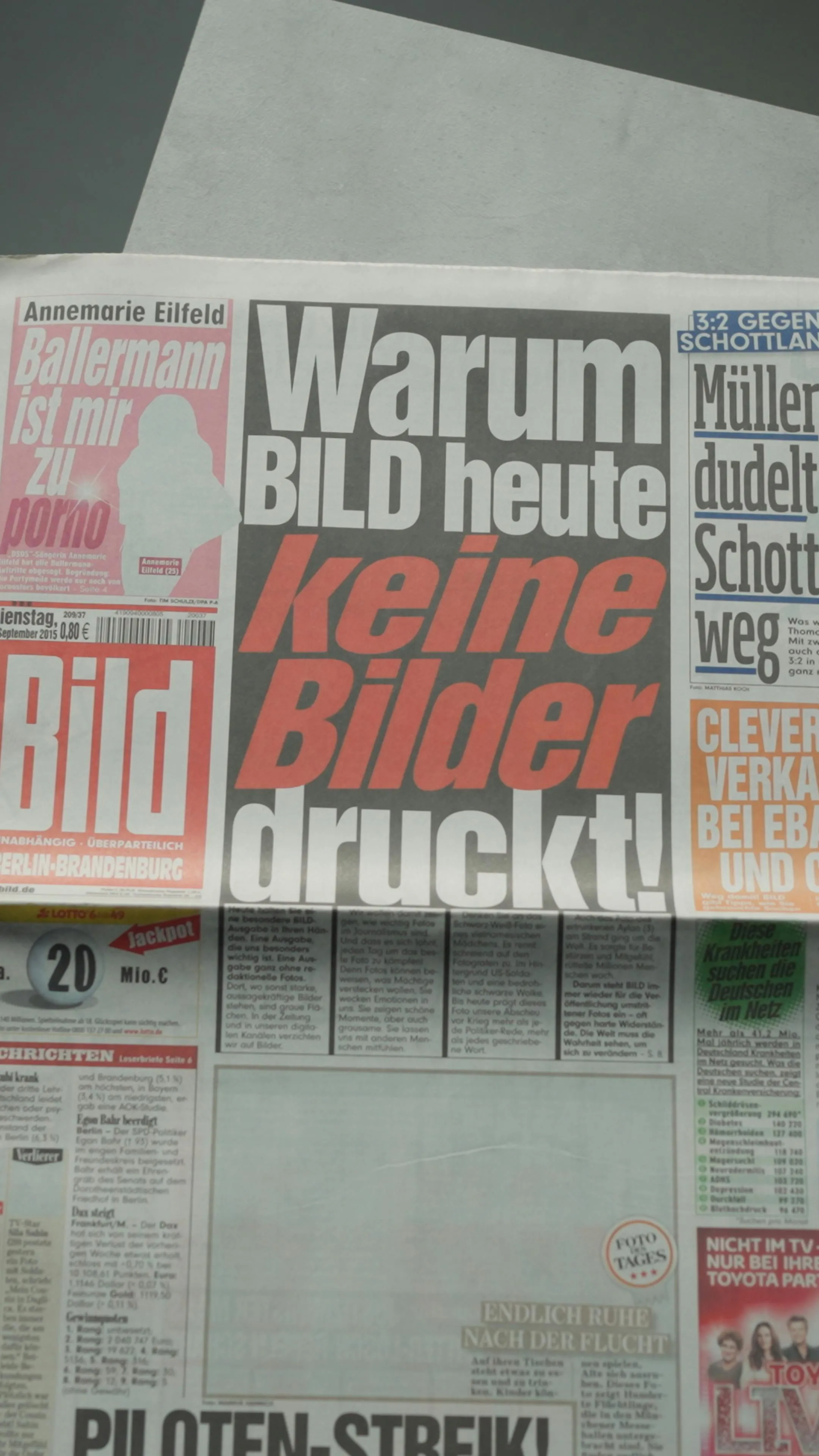 Sonderausgabe BILD ohne Bilder